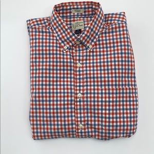J Crew classic 2 ply gingham cotton shirt EUC M Virginia UVA
